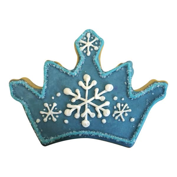 blue snowflake crown cookie