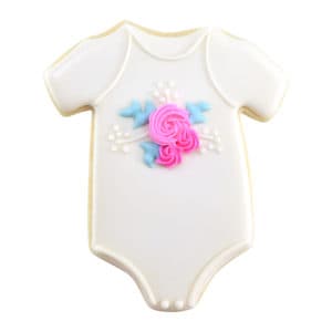 white baby body suit cookie