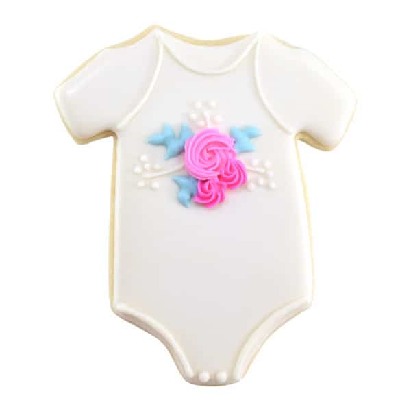 white baby body suit cookie