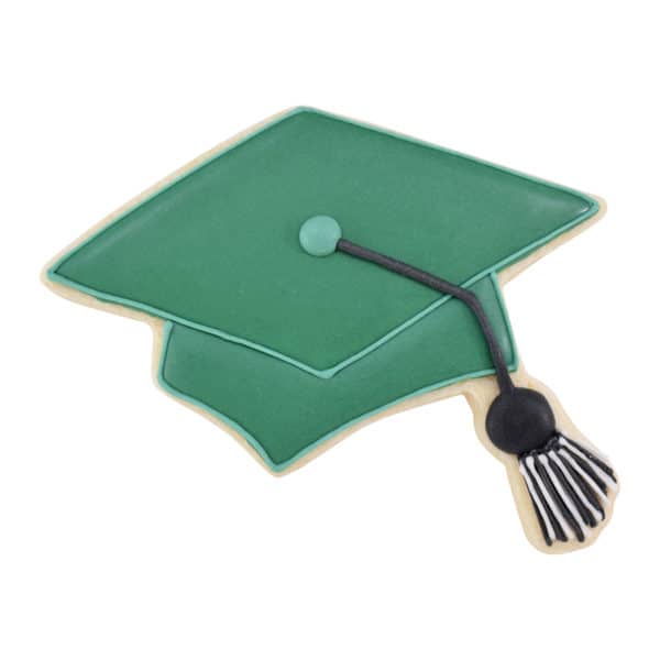 green grad cap cookie