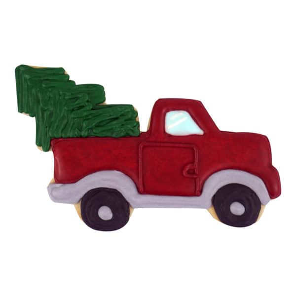truck with christmas tree cookie