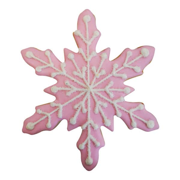 pink frozen snowflake cookie