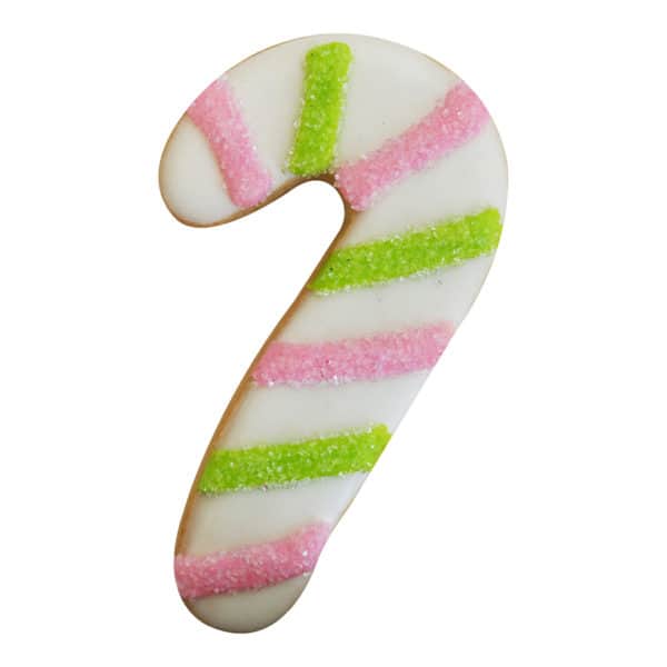 green and pink candy cane cookie