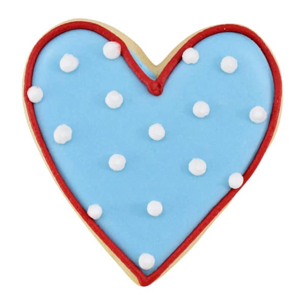 blue polka dot heart cookie