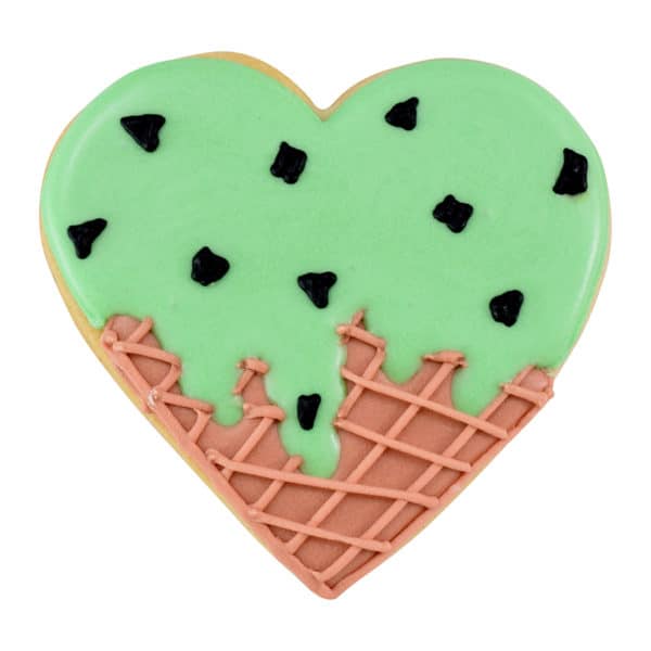 green ice cream heart cookie