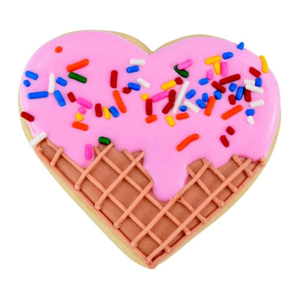 pink ice cream heart cookie