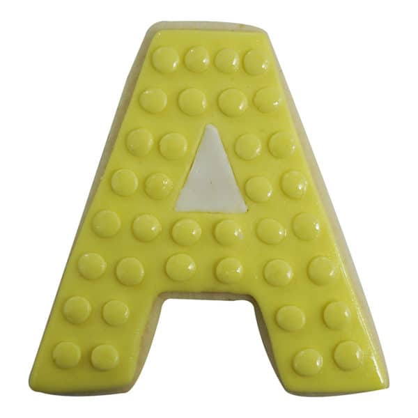 yellow letter a cookie