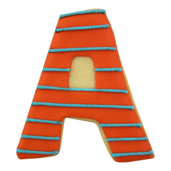 striped letter a cookie