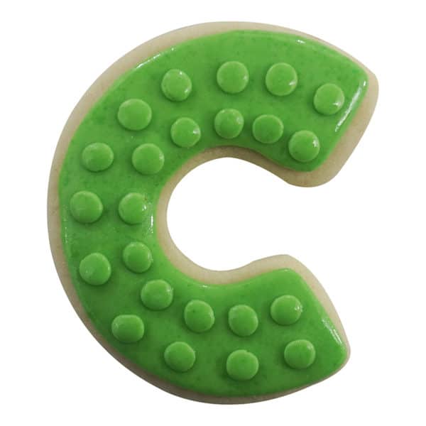 green letter c cookie