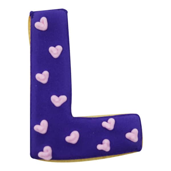 purple letter l cookie