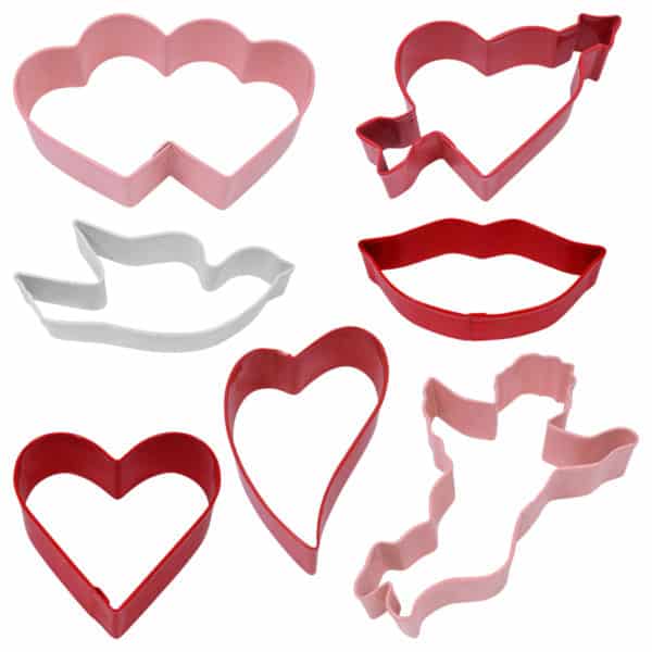 colorful valentine cookie cutter set