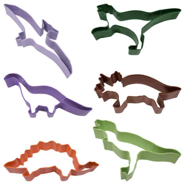 dinosaur color cookie cutter set 6 pieces