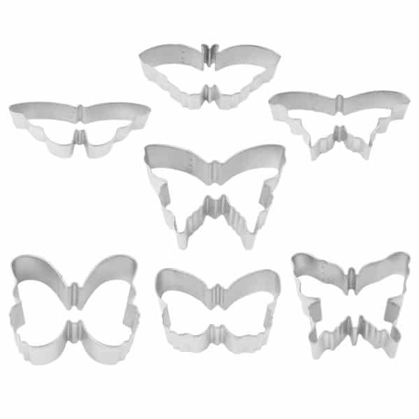butterfly cookie cutter set with 7 metal pieces