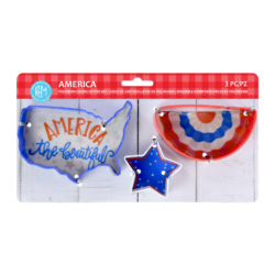 America 3 PC Color Cookie Cutter Carded Set