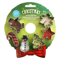 Mini Christmas Cookie Cutters 6 PC Set on Wreath Card