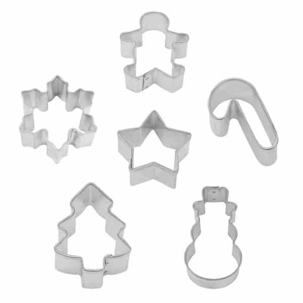 mini christmas cookie cutter set with 6 pieces