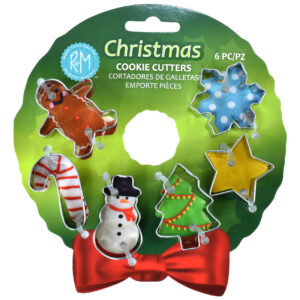 Mini Christmas Cookie Cutters 6 PC Set on Wreath Card