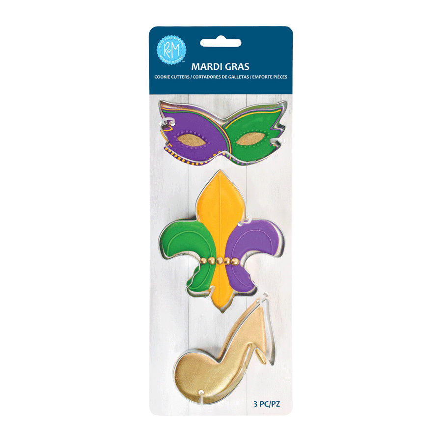 Mardi Gras 3 PC Cookie Cutter Set