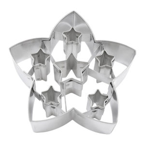 star cookie cutter with cutout shapes