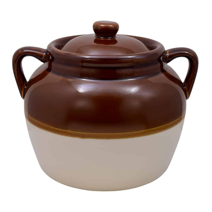 R&M International 7621 Traditional Style 4.5-Quart Large Ceramic Bean Pot with Lid 2 рack Brown