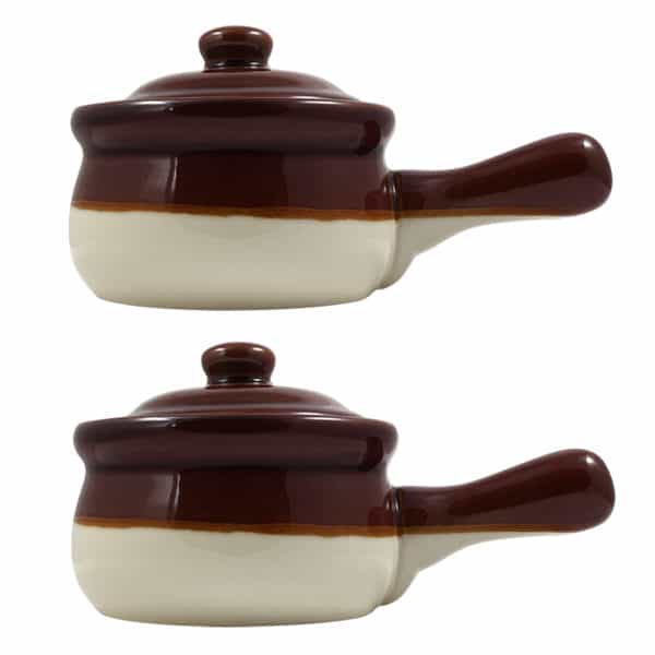 ONION SOUP CROCKS BROWN, SET/2