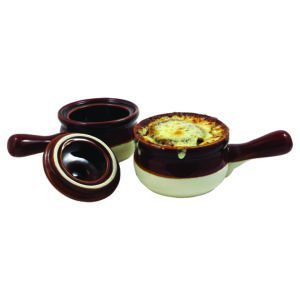 ONION SOUP CROCKS BROWN, SET/2