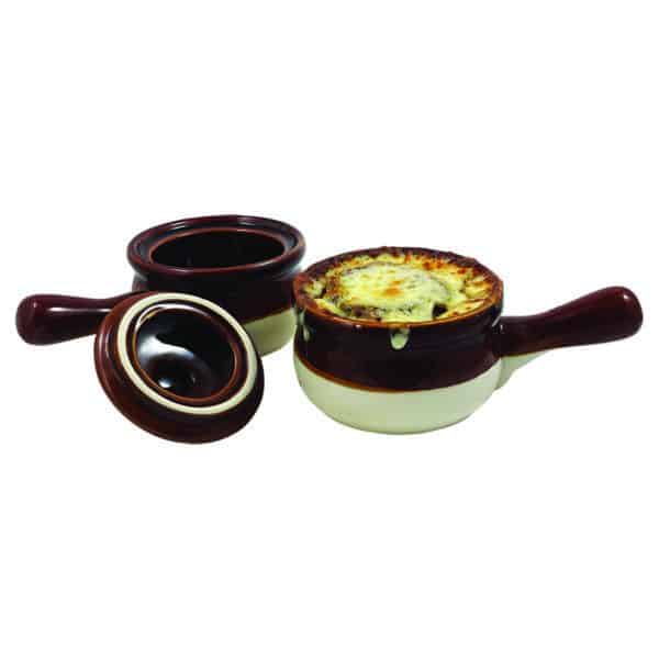 ONION SOUP CROCKS BROWN, SET/2